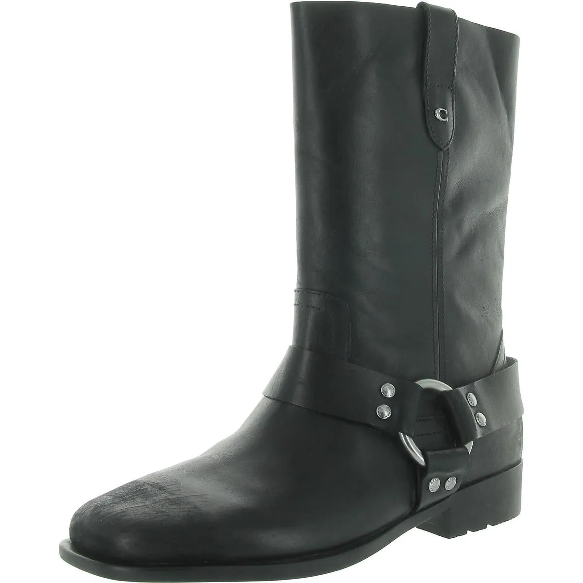 TARA Womens Leather Pull On Mid-Calf Boots