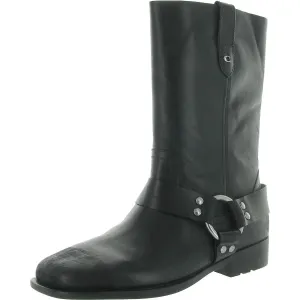 TARA Womens Leather Pull On Mid-Calf Boots
