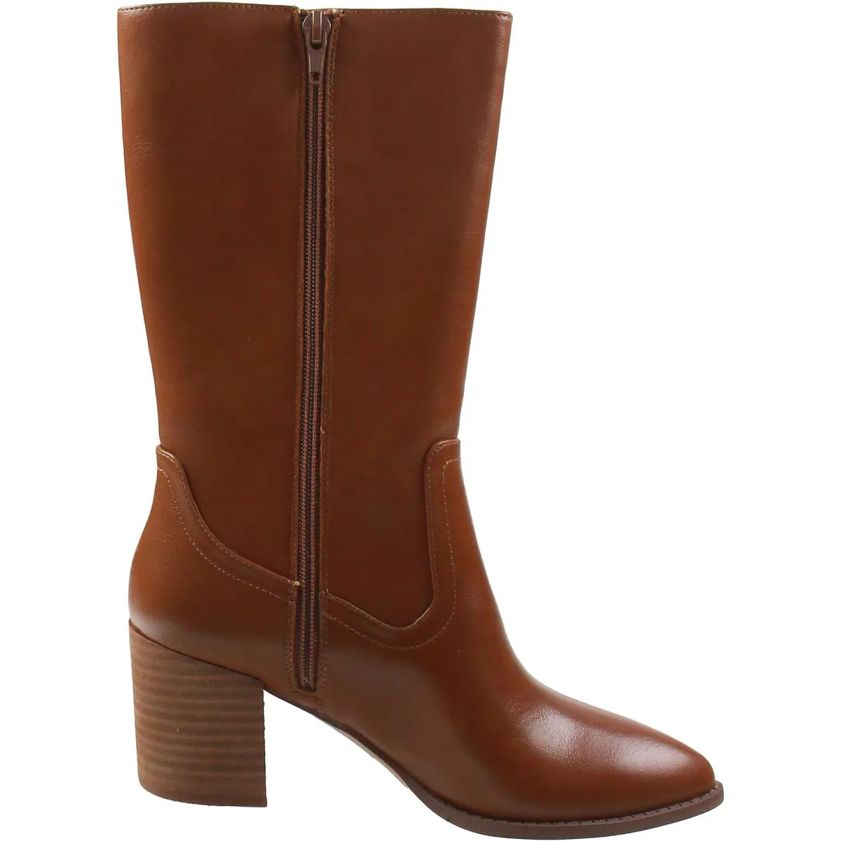 Tezza Womens Faux Leather Zipper Mid-Calf Boots