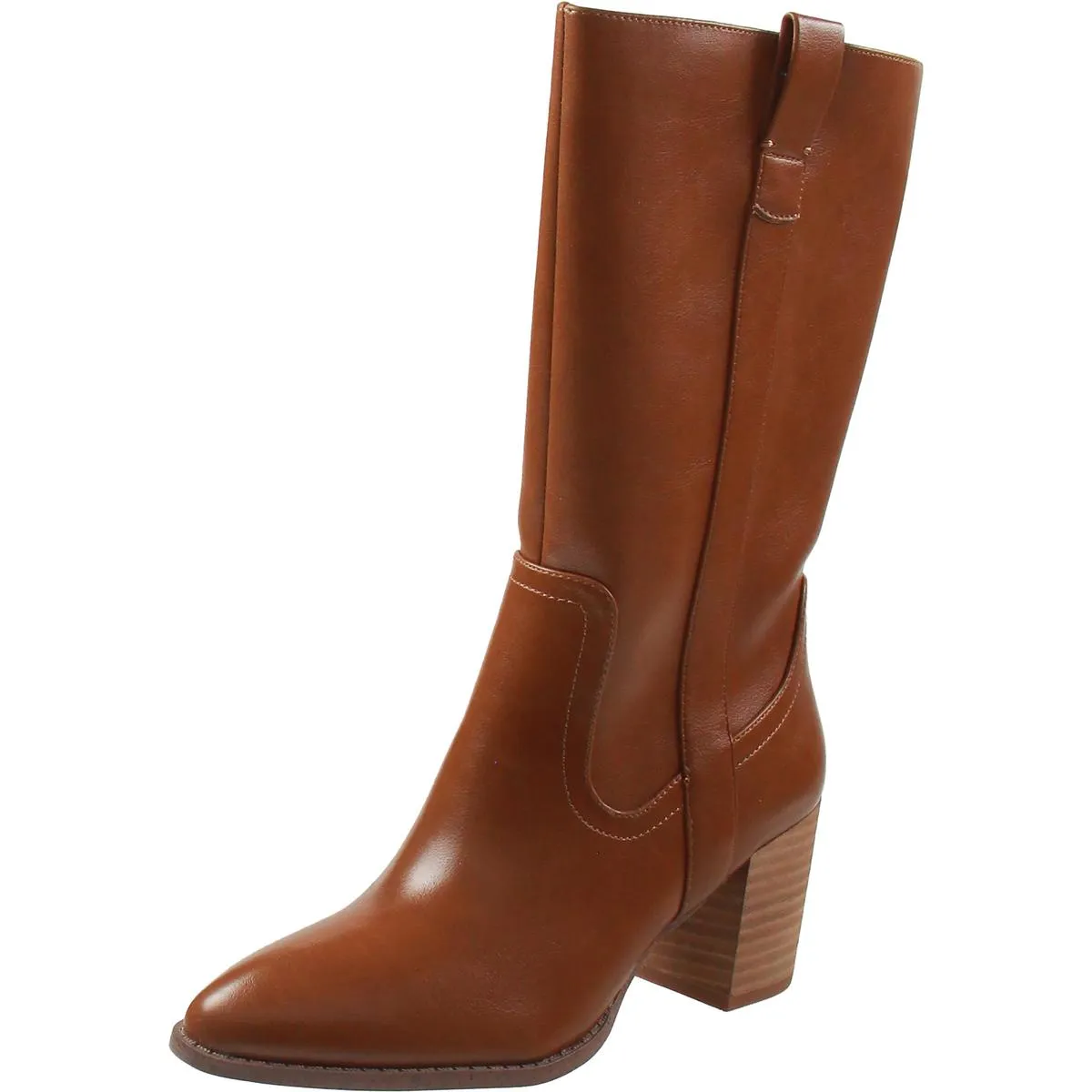 Tezza Womens Faux Leather Zipper Mid-Calf Boots