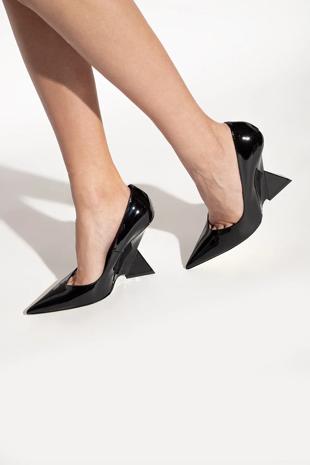 The Attico Cheope Patent Leather Wedge Mules