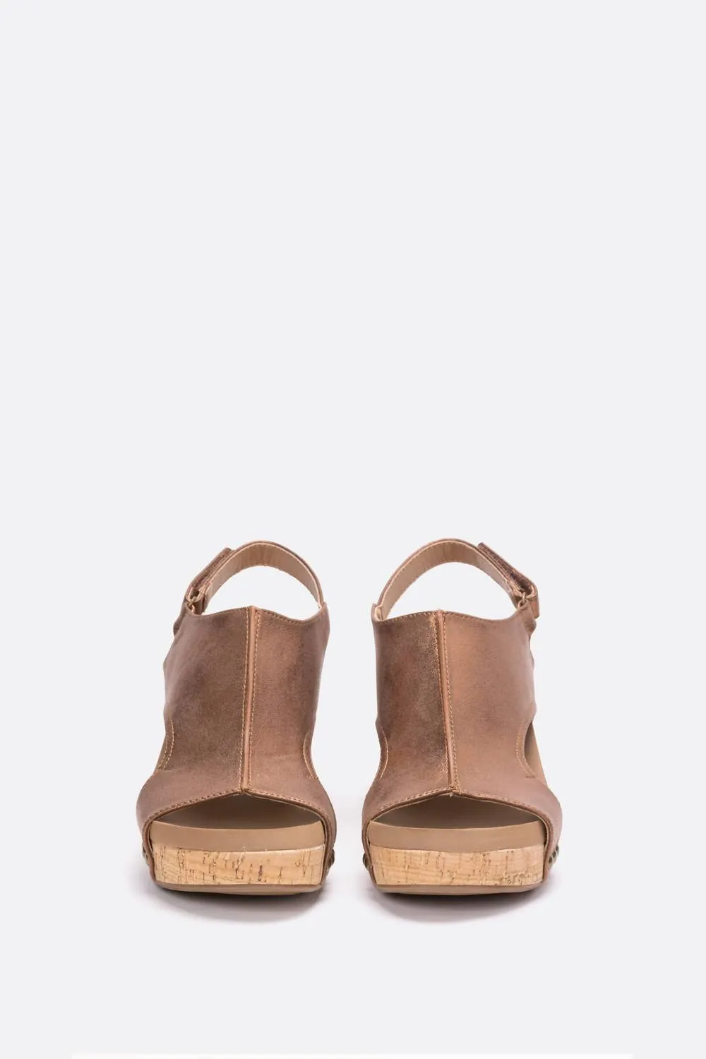 The Carley Faux Leather Wedge Sandal In Antique Bronze