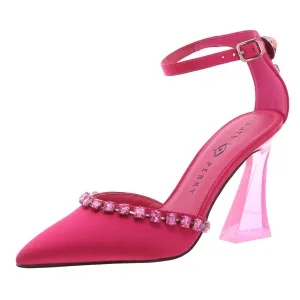 The Lookerr Closed Toe Womens Embellished Satin Pumps