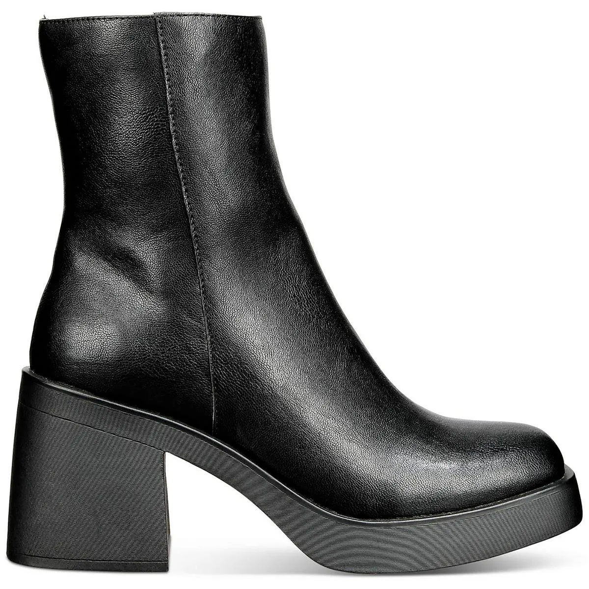 TIANNA Womens Faux Leather Zipper Mid-Calf Boots