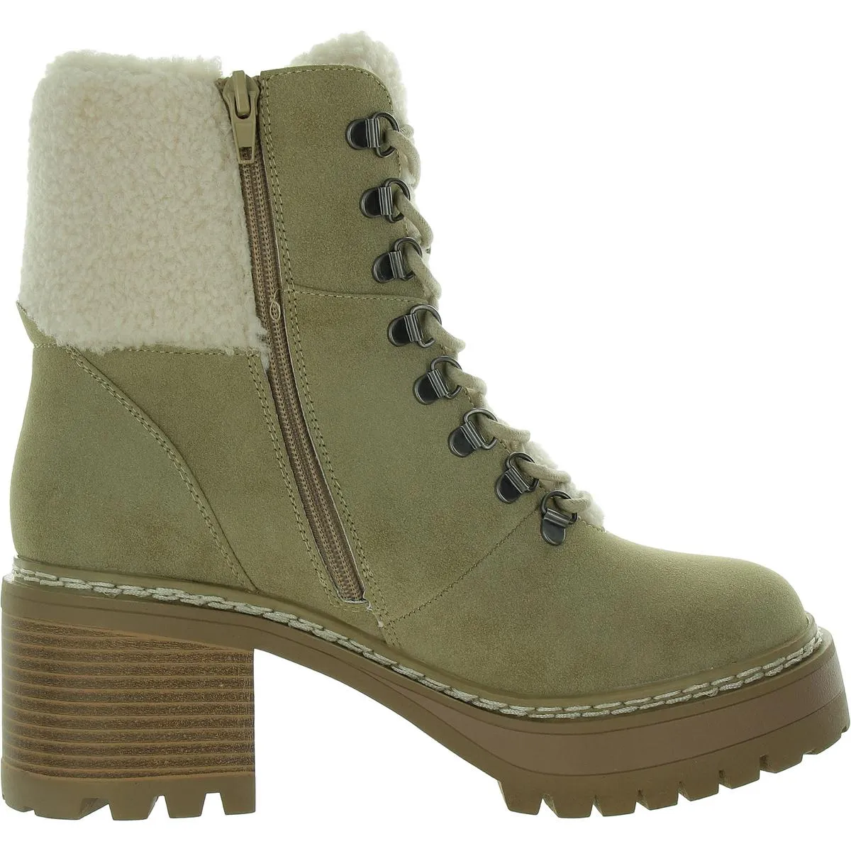 Tiler Womens Lace-Up Faux Leather Shearling Boots