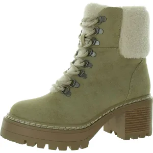 Tiler Womens Lace-Up Faux Leather Shearling Boots