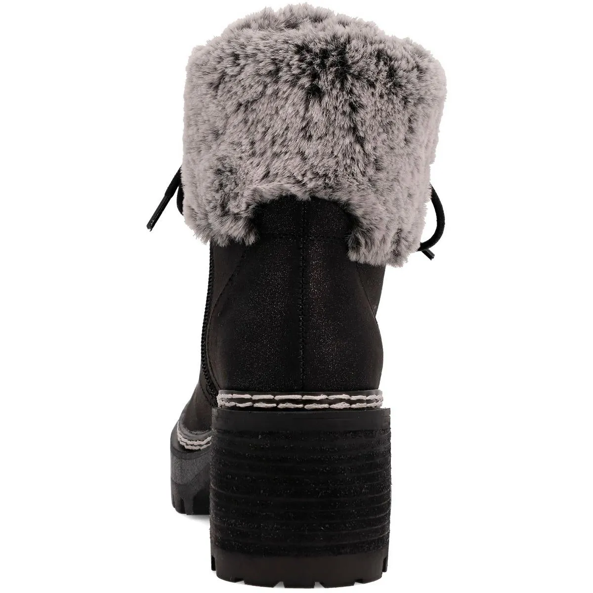 Tiler Womens Lace-Up Faux Leather Shearling Boots