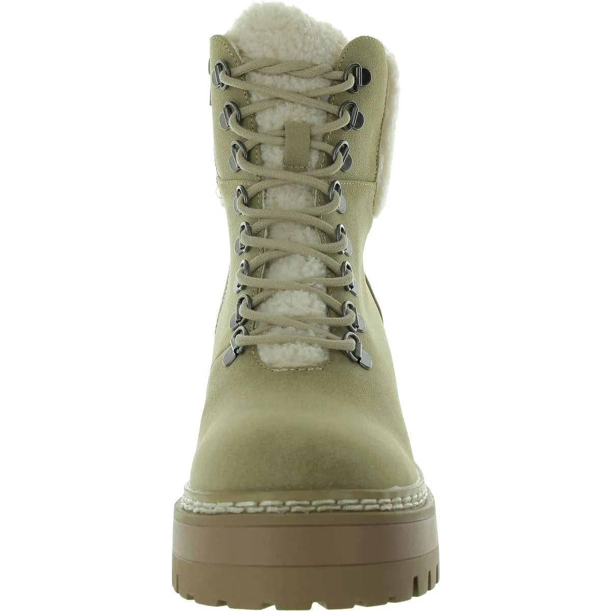 Tiler Womens Lace-Up Faux Leather Shearling Boots