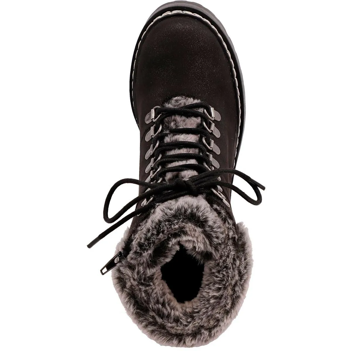 Tiler Womens Lace-Up Faux Leather Shearling Boots