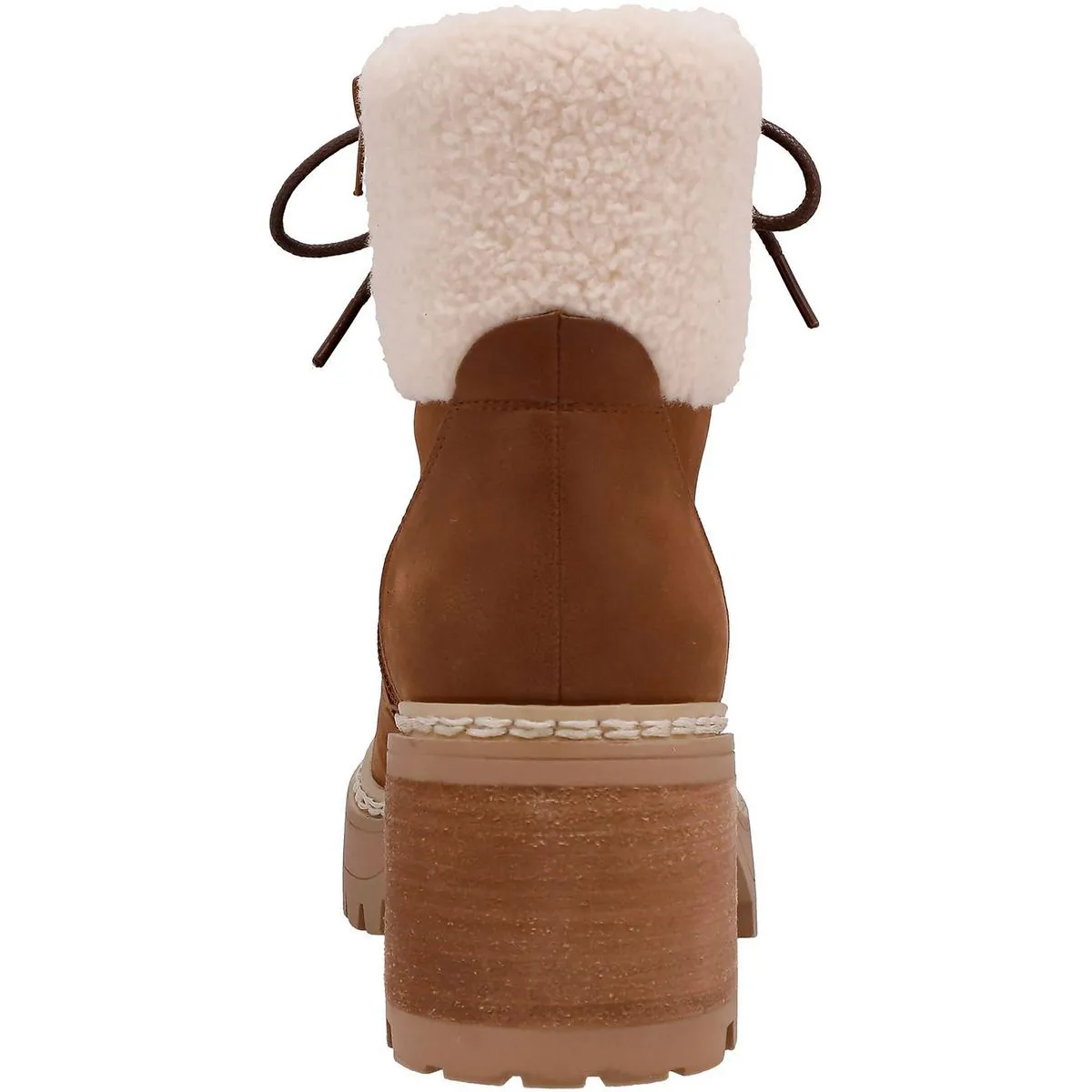 Tiler Womens Lace-Up Faux Leather Shearling Boots