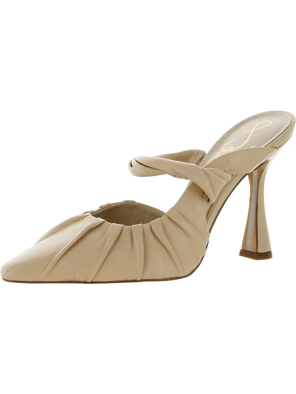 Tillary Womens Leather Ruched Mules
