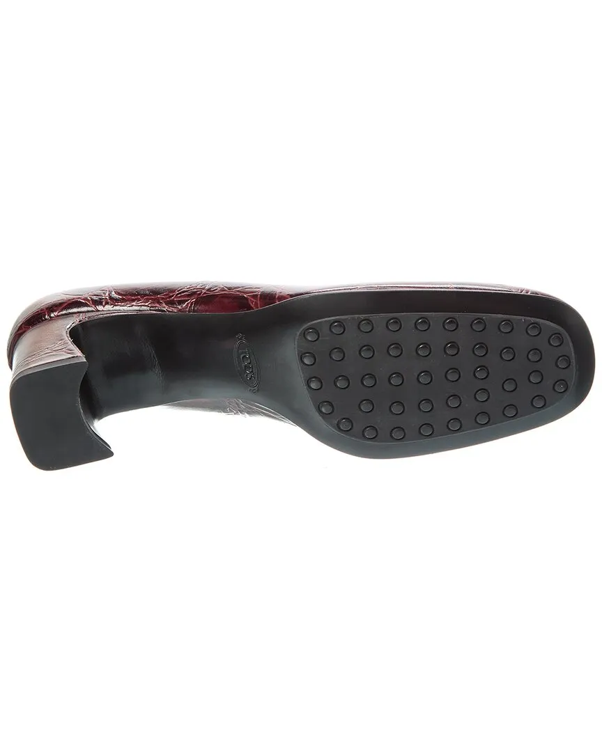 TODs Cuoio Croc-Embossed Leather Pump