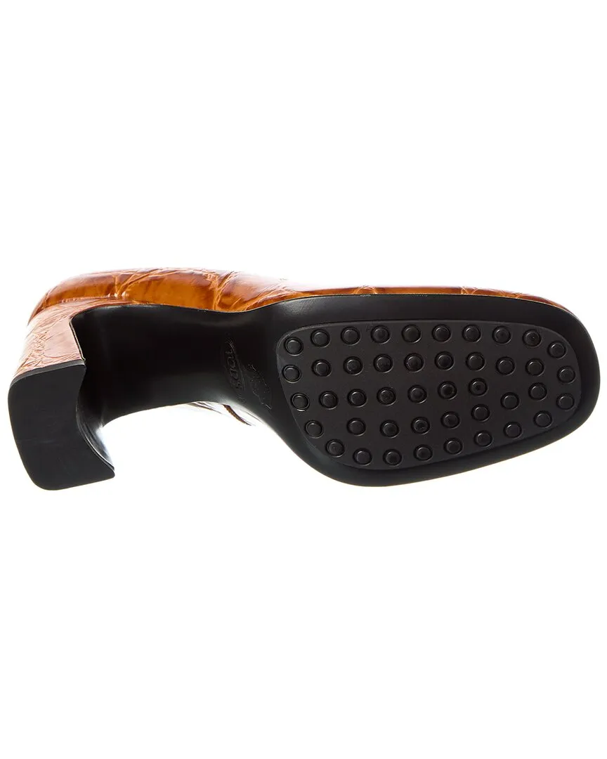 TODs Embossed Leather Pump