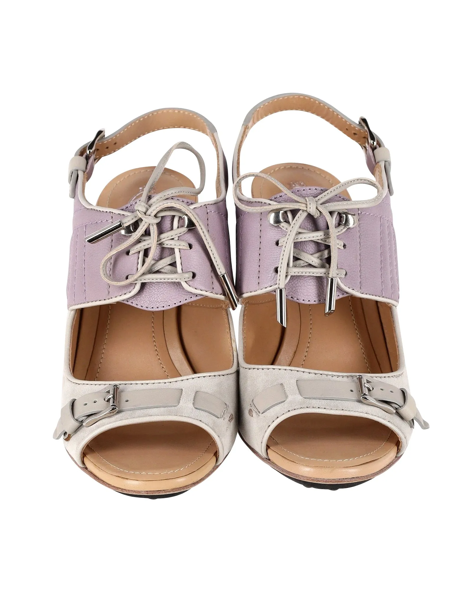 Tod's High Heel Ankle Strap Sandals in Purple Suede