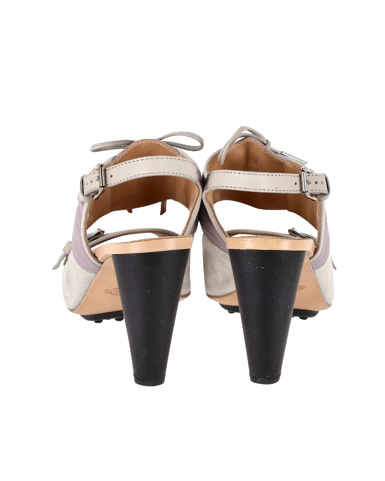 Tod's High Heel Ankle Strap Sandals in Purple Suede