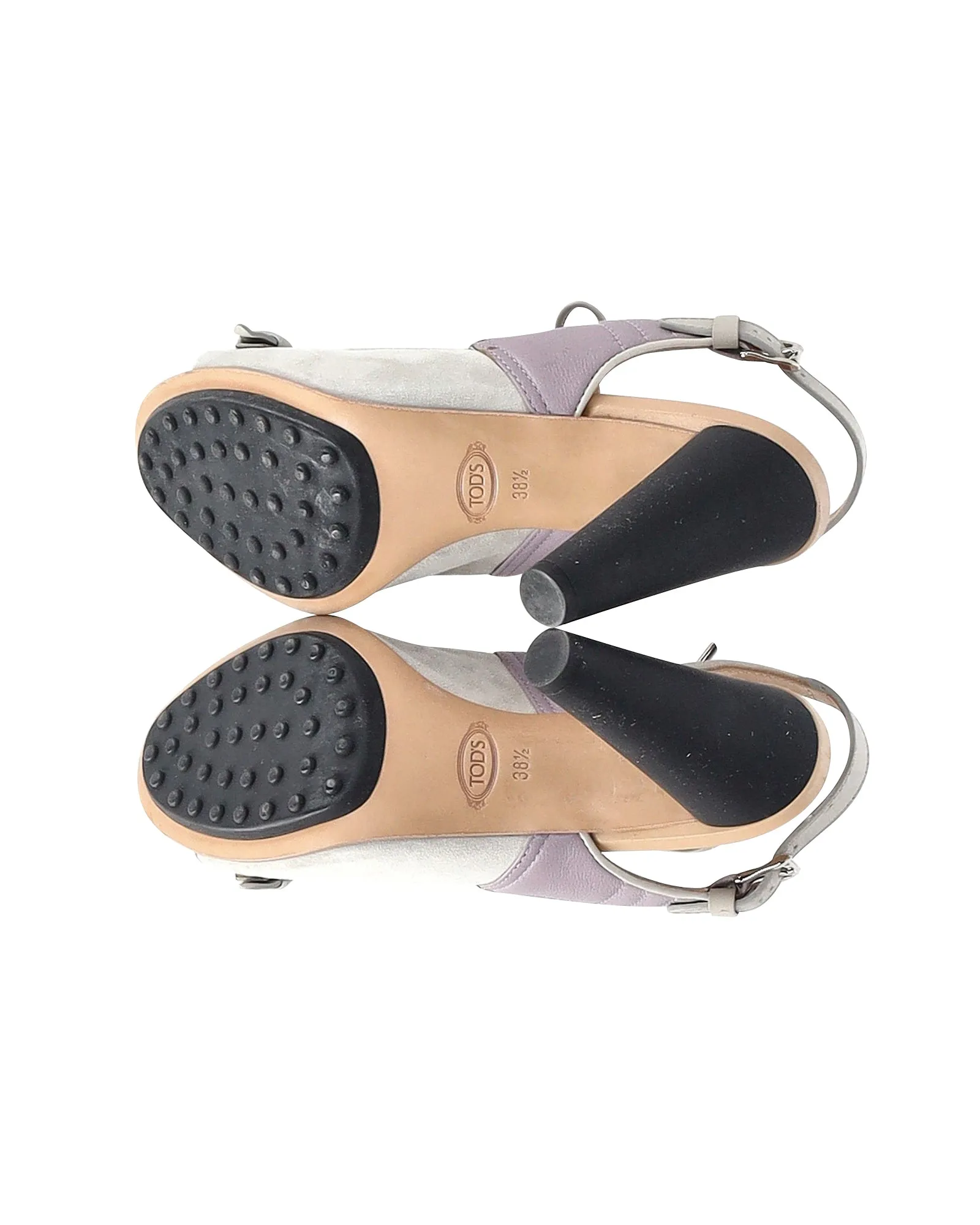 Tod's High Heel Ankle Strap Sandals in Purple Suede