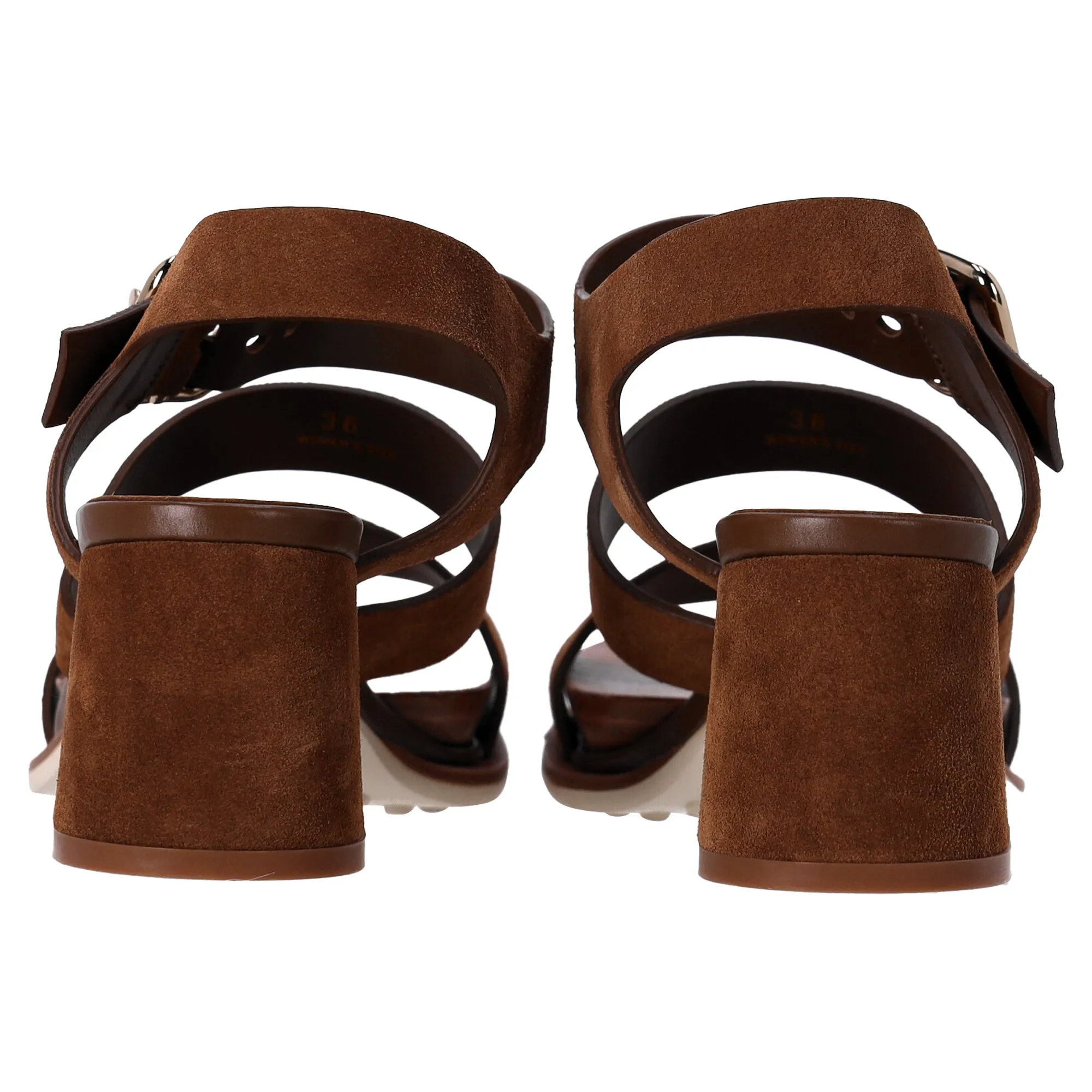 Tod's Strappy Block-Heeled Sandals in Brown Suede