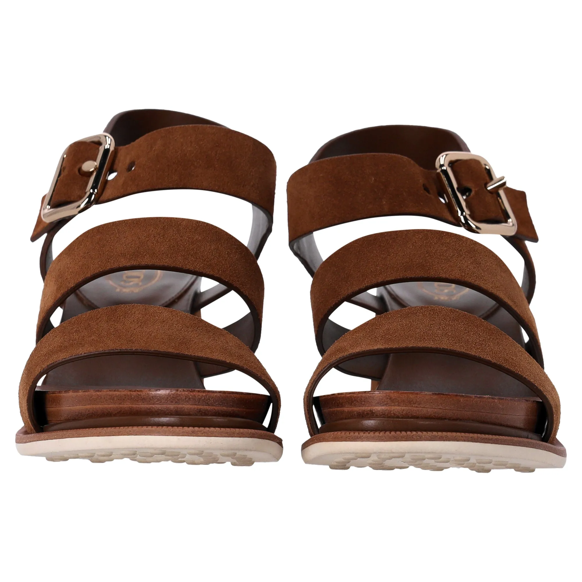 Tod's Strappy Block-Heeled Sandals in Brown Suede