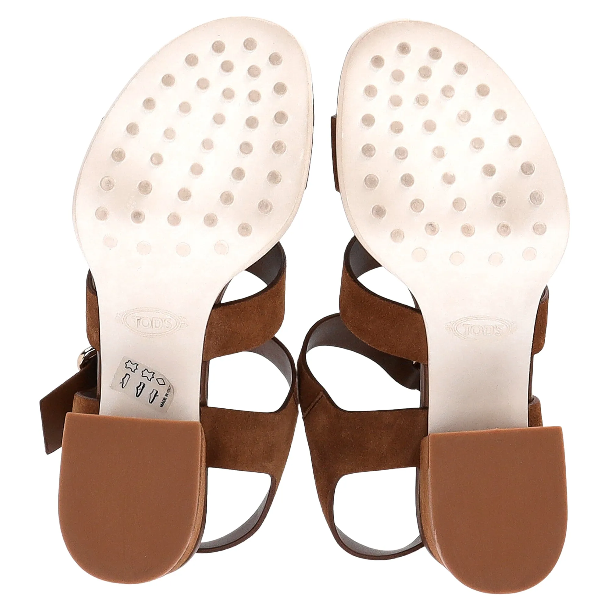 Tod's Strappy Block-Heeled Sandals in Brown Suede