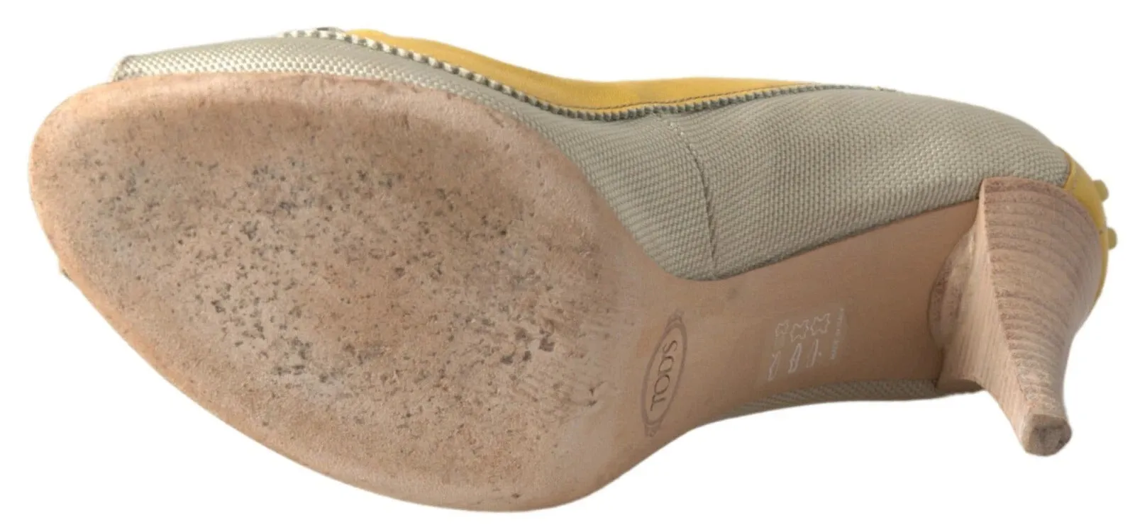 Tod's yellow ivory Peep Toe Heels Pumps Women's Shoes (Pre-Owned)