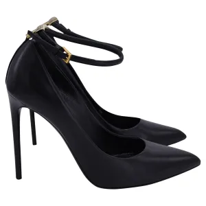 Tom Ford Pointed Toe Ankle Strap Pumps in Black Leather