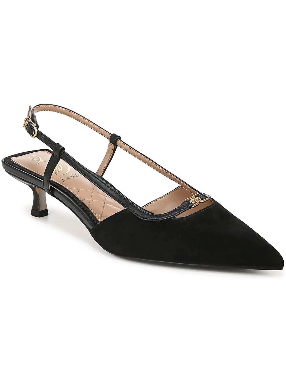 Toni Womens Faux Suede Pointed Toe Slingback Heels
