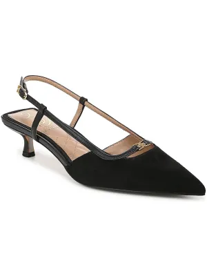 Toni Womens Faux Suede Pointed Toe Slingback Heels