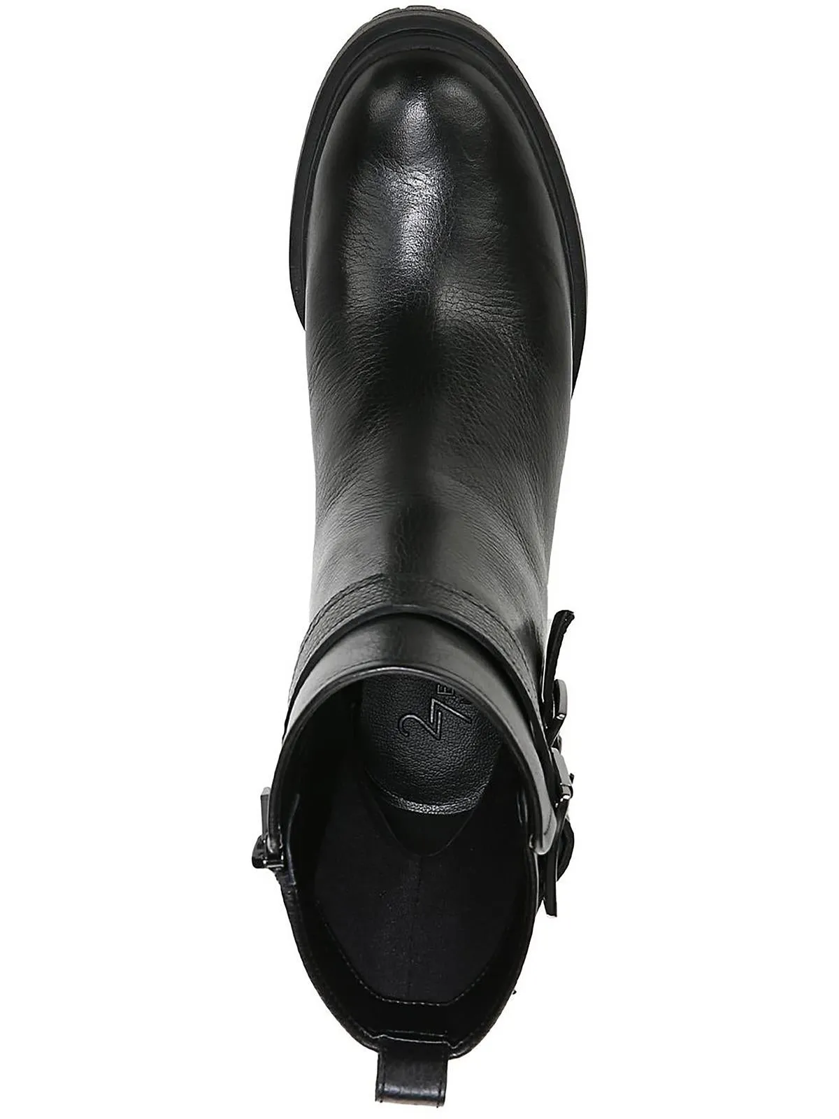 Trina Womens Leather Block Heel Motorcycle Boots