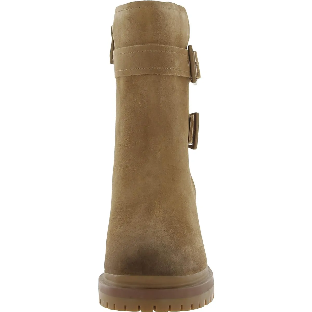 Trina Womens Leather Block Heel Motorcycle Boots