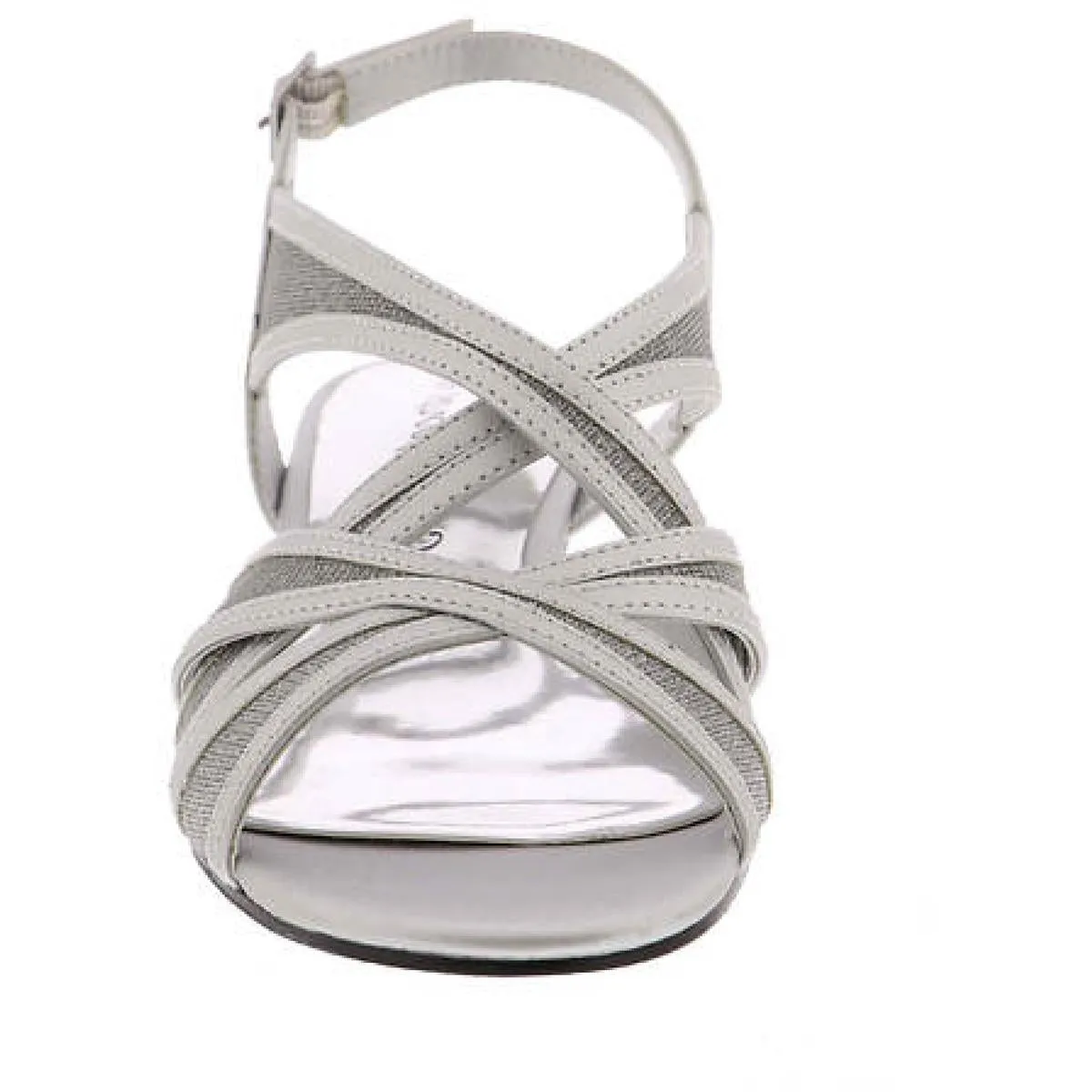 Tristen Womens Metallic Ankle Strap Kitten Heels