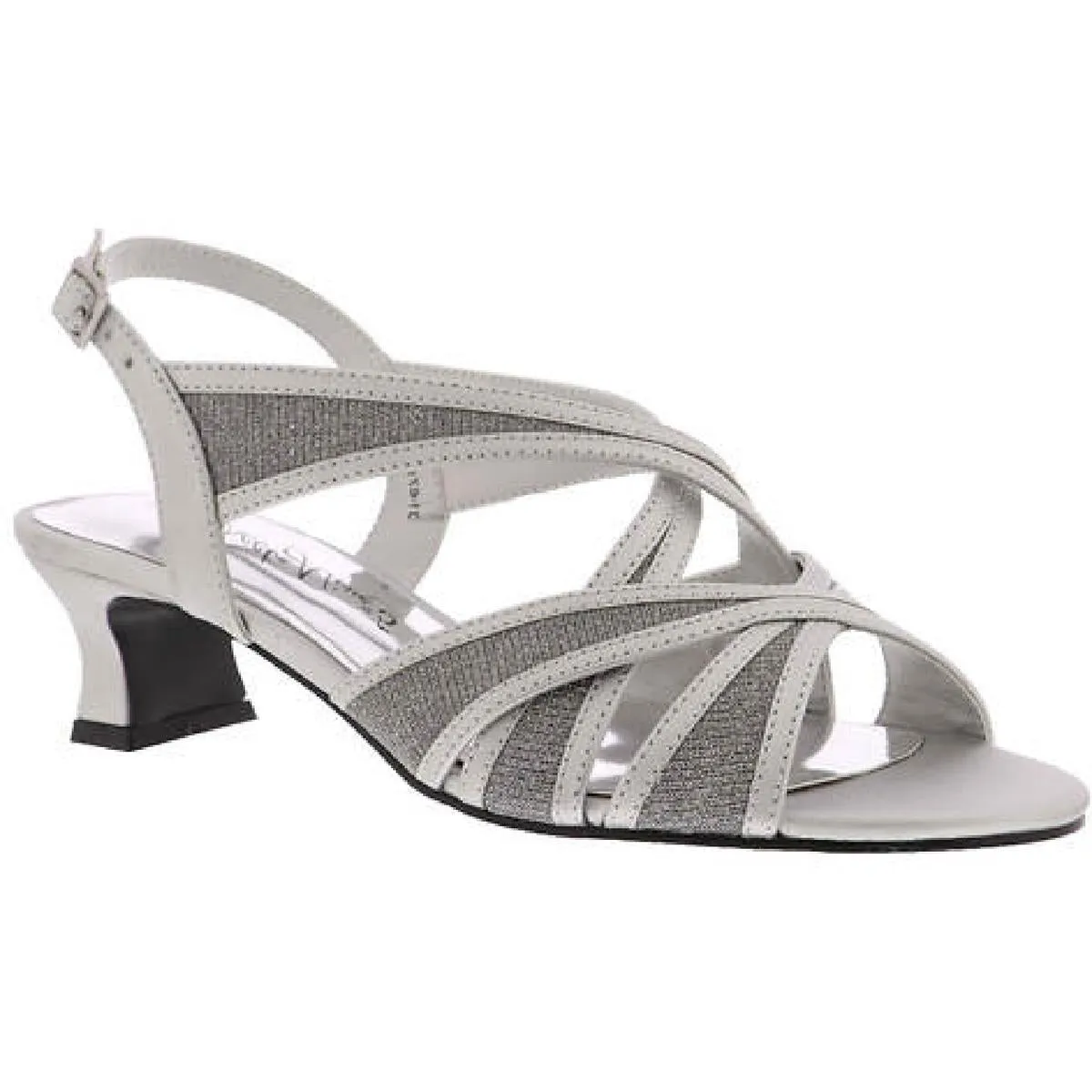Tristen Womens Metallic Ankle Strap Kitten Heels