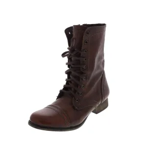 Troopa Womens Leather Lace Up Combat Boots