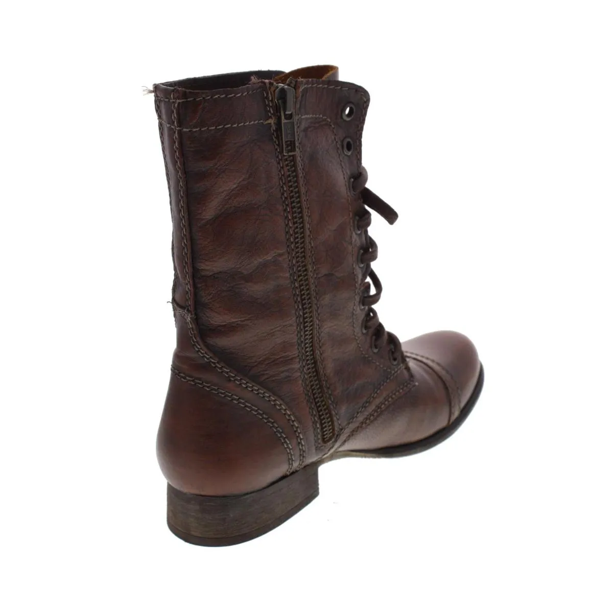Troopa Womens Leather Lace Up Combat Boots