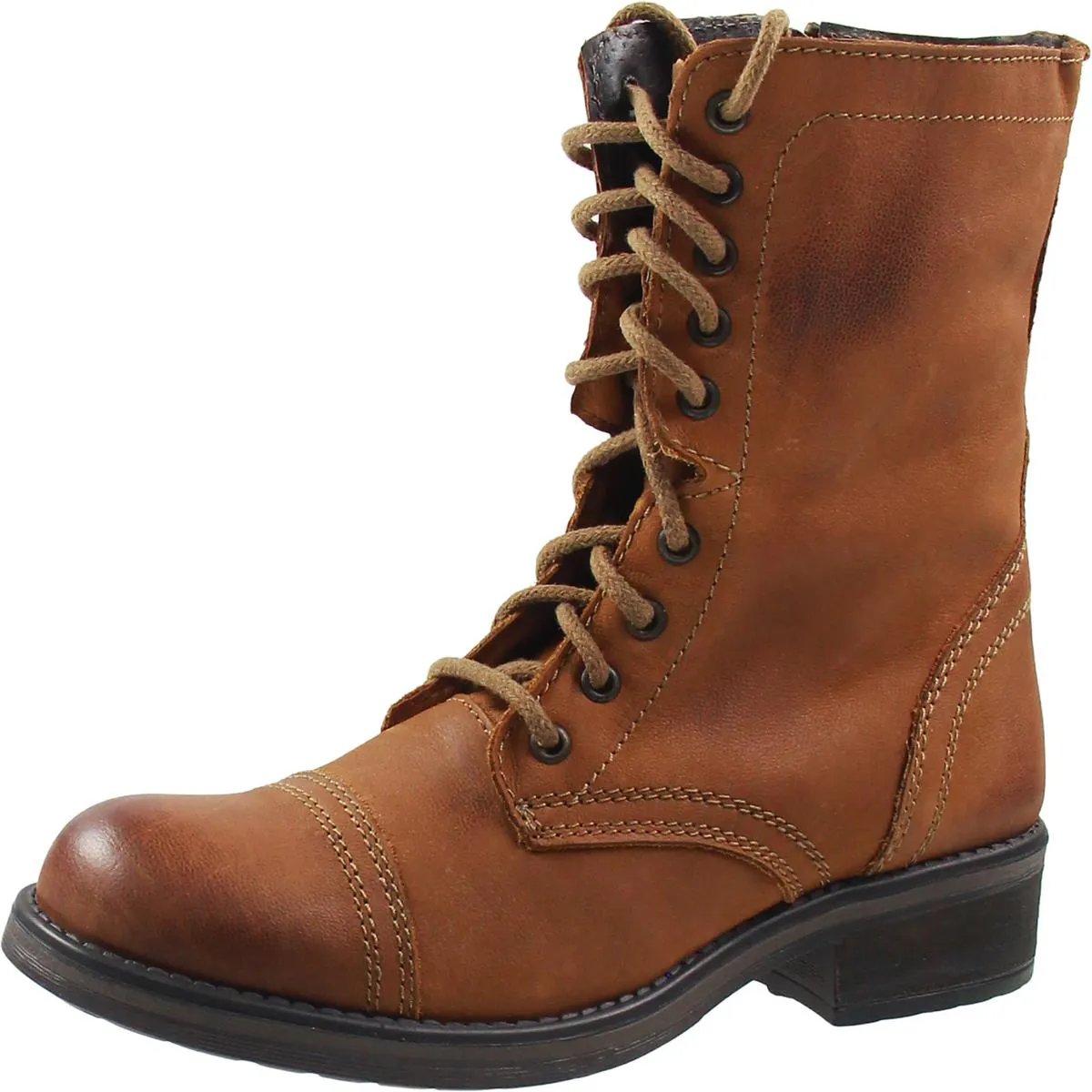 Troopa Womens Leather Lace Up Combat Boots