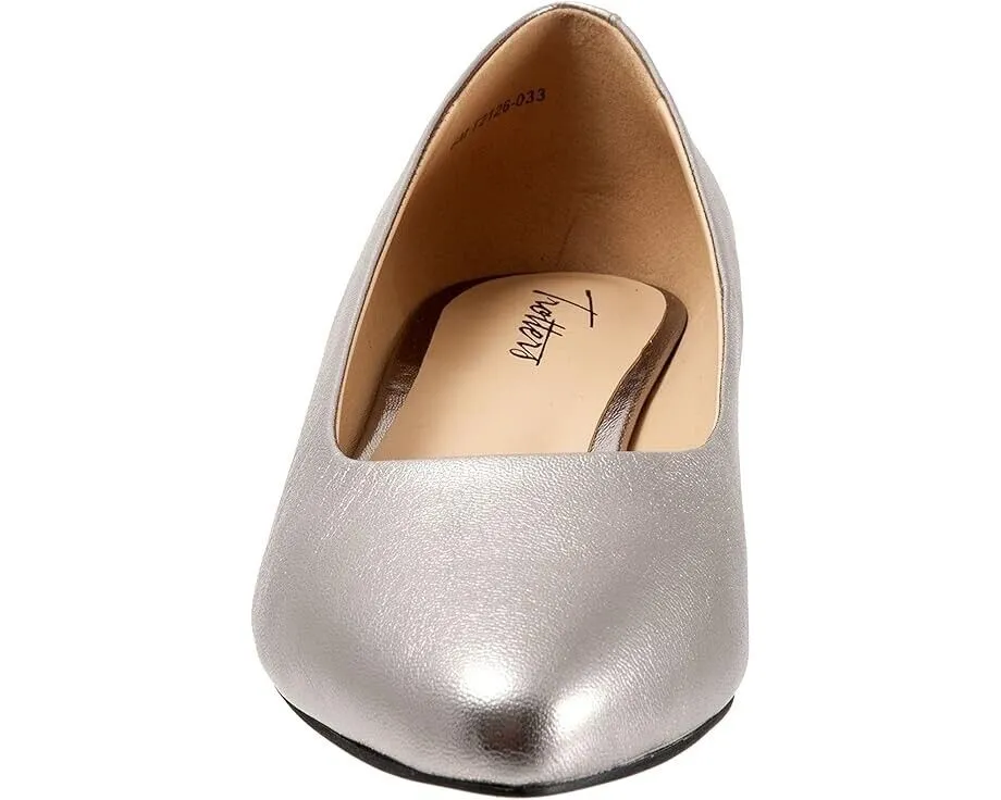 Trotters Jewel Pump Women's US 9.5 Silver Leather Pointed Toe Block Heel ZPO1936