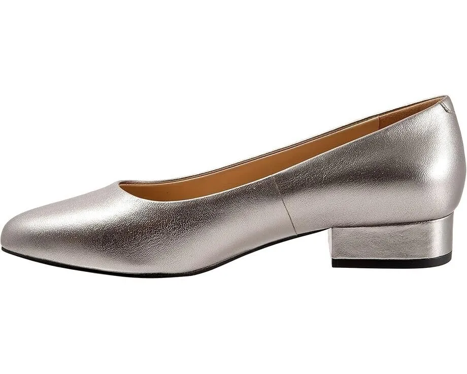 Trotters Jewel Pump Women's US 9.5 Silver Leather Pointed Toe Block Heel ZPO1936