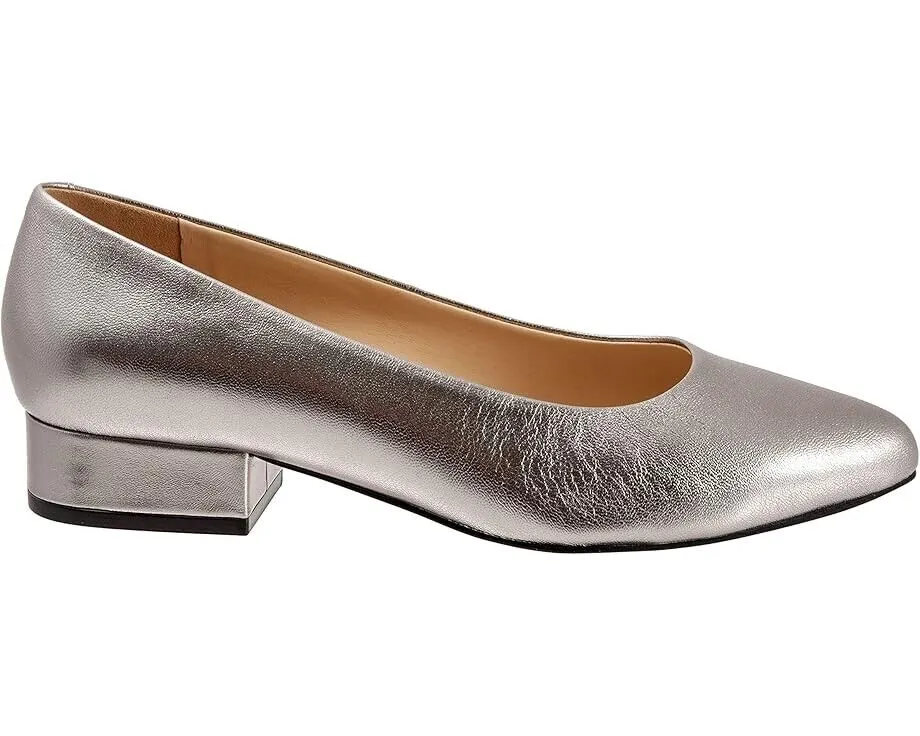 Trotters Jewel Pump Women's US 9.5 Silver Leather Pointed Toe Block Heel ZPO1936