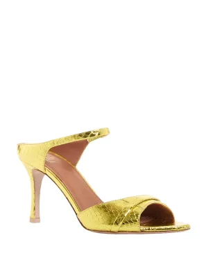 Una Croc Embossed High Heel Slide Sandals In Acid