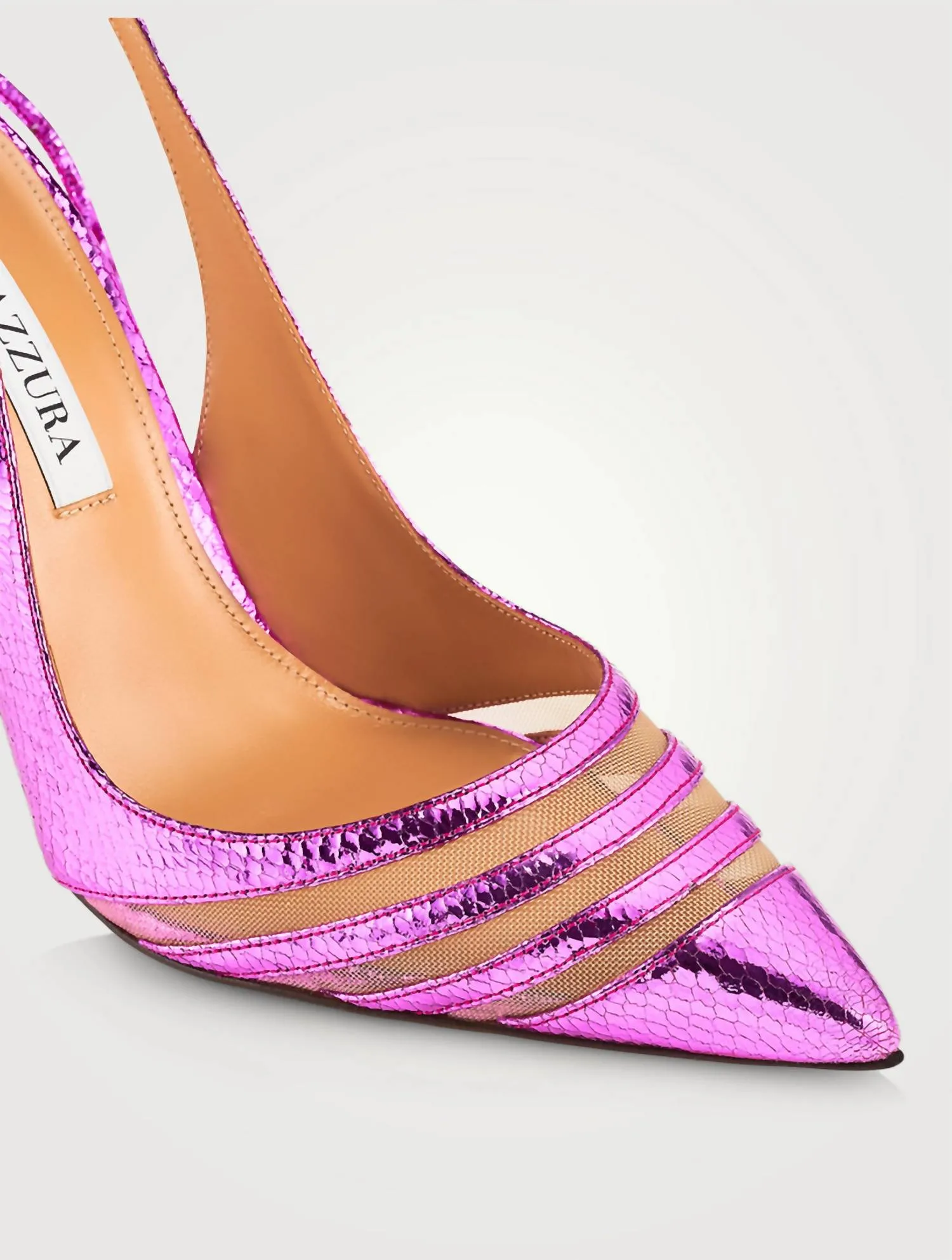 Unfaithful Metallic Leather Ankle-Tie Pumps 105 In Fuchsia