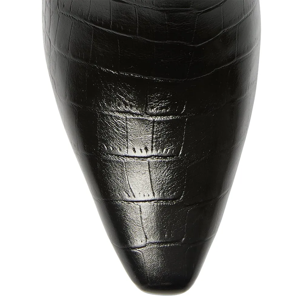 Urgent Boot in Black Croc