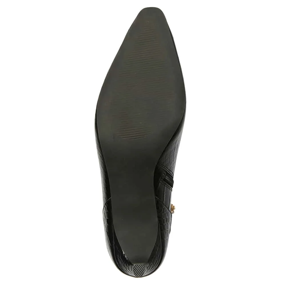 Urgent Boot in Black Croc