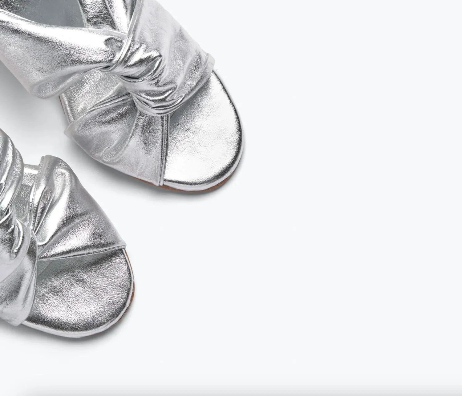 Valentina Twist Mid-Heel Sandal In Silver Calf