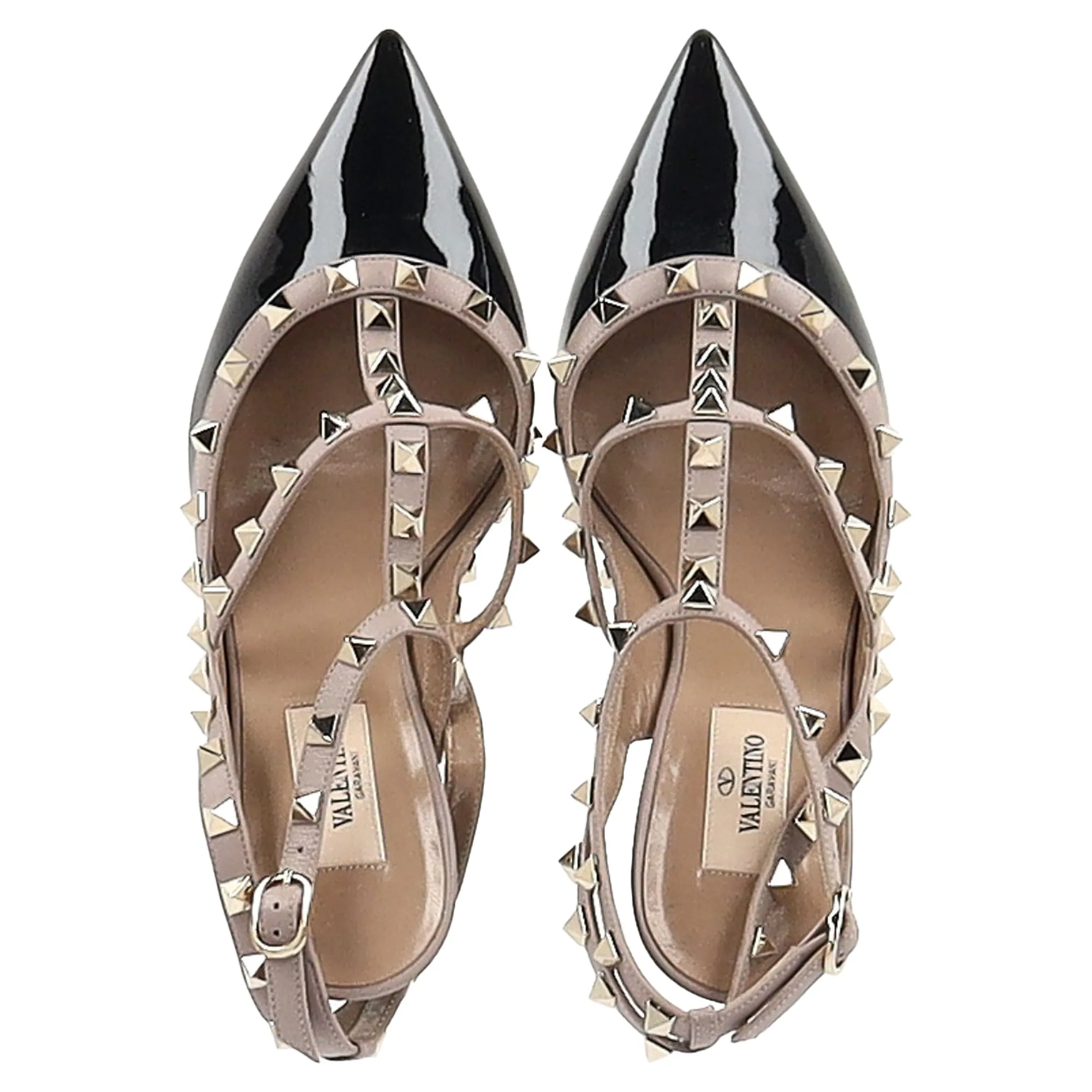 Valentino Rockstud Caged Pumps in Black Patent Leather