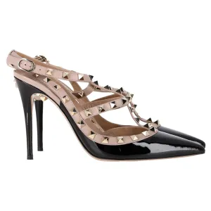 Valentino Rockstud Caged Pumps in Black Patent Leather