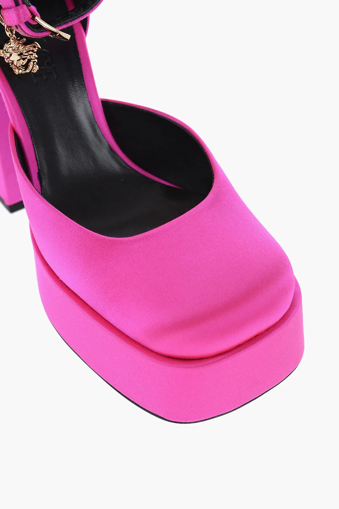 Versace Jewel Strap Satin Platform Pumps 12Cm