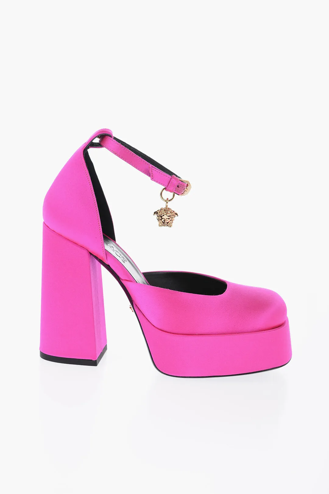 Versace Jewel Strap Satin Platform Pumps 12Cm