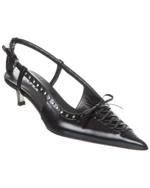 Versace Laced Pin-Point Leather Slingback Pump