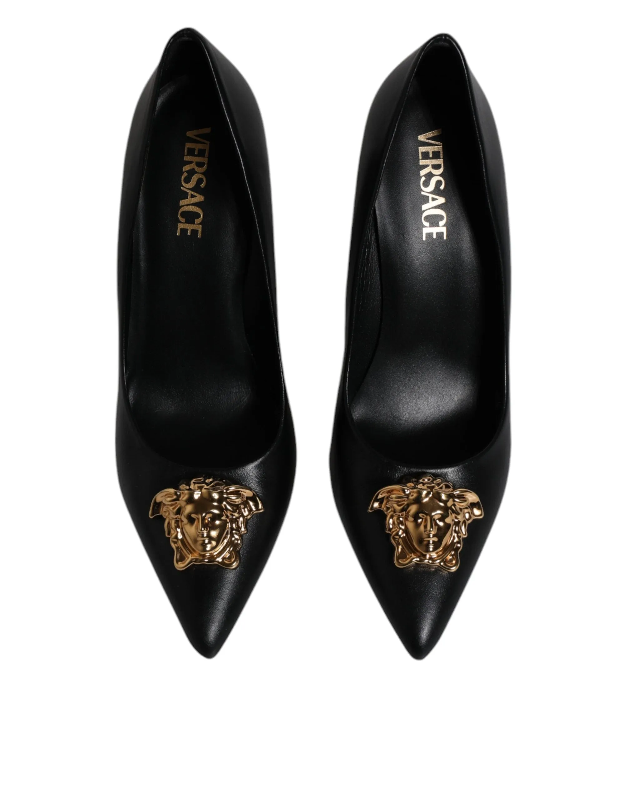 Versace  Leather Logo Plaque High Heels Pumps Women's Shoes