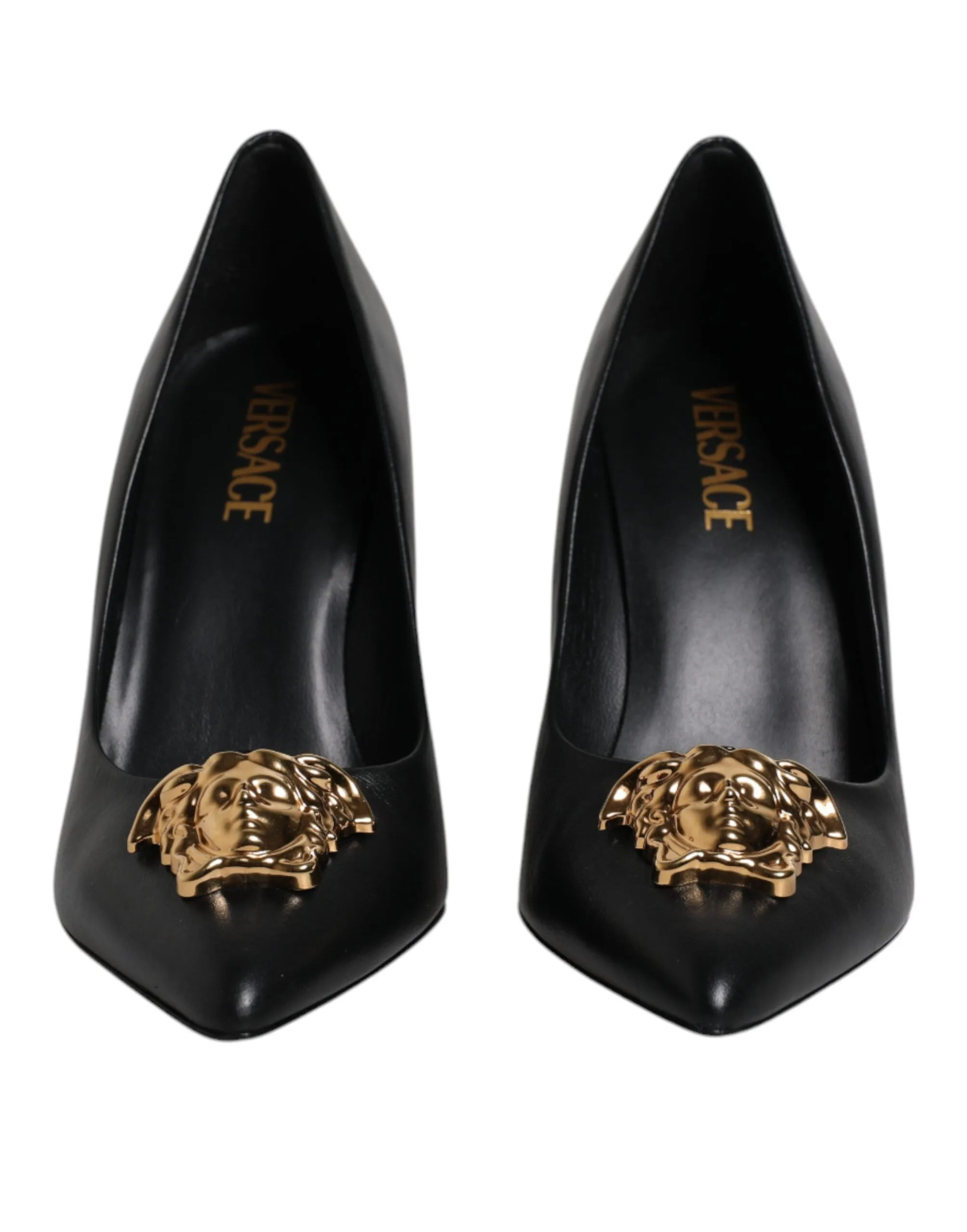 Versace  Leather Logo Plaque High Heels Pumps Women's Shoes