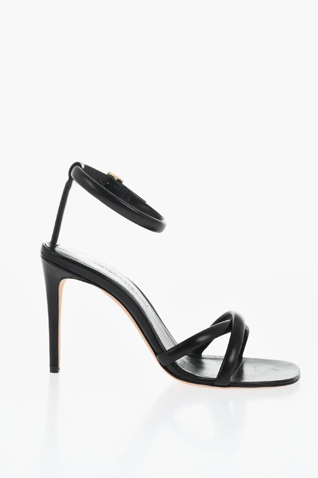 Victoria Beckham Leather Decol Ankle-Strap Sandals Heel 9Cm